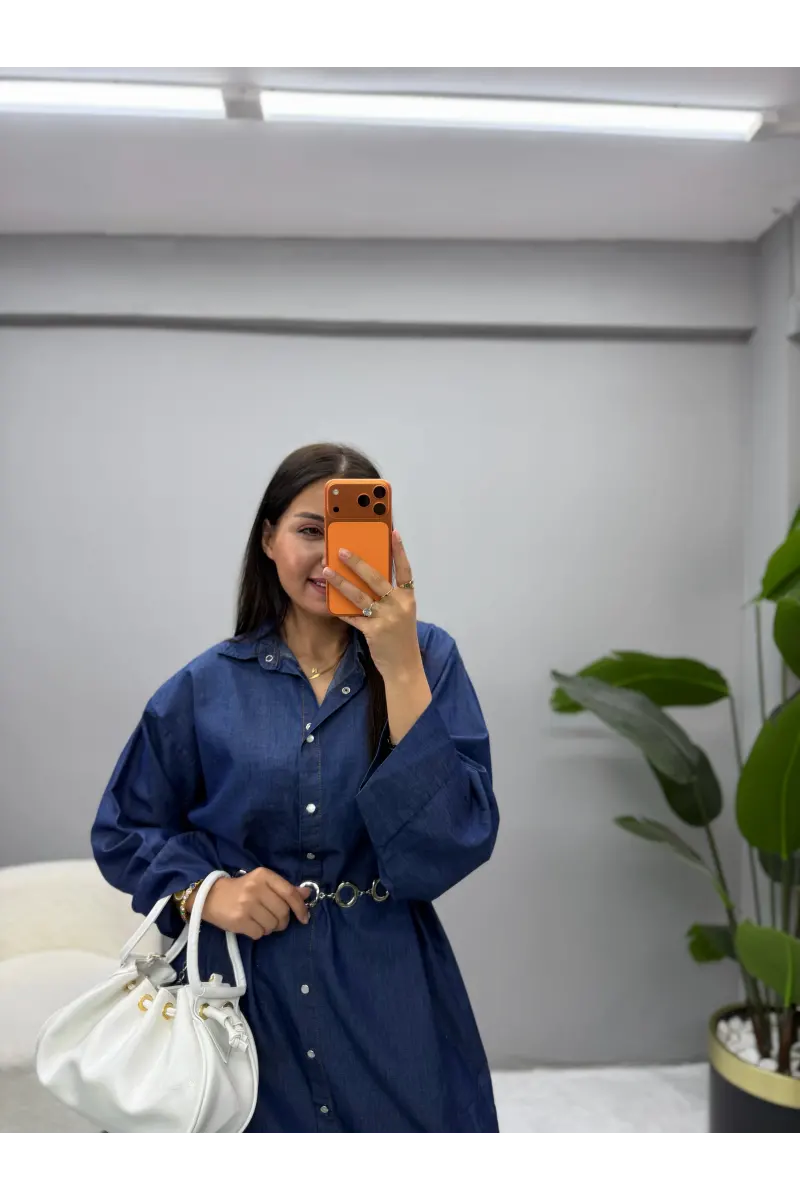 Tensel Denim Elbise