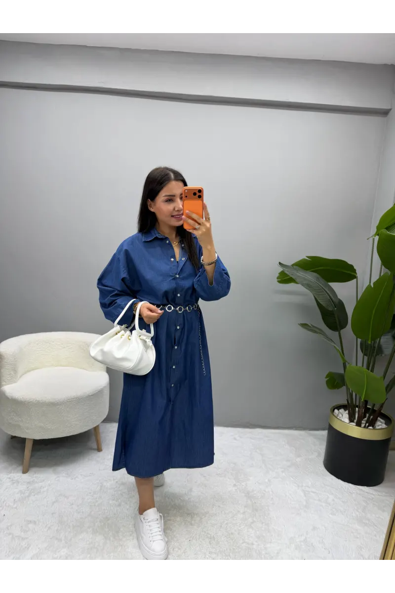 Tensel Denim Elbise