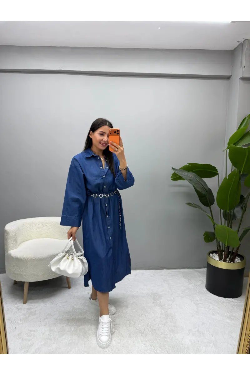 Tensel Denim Elbise