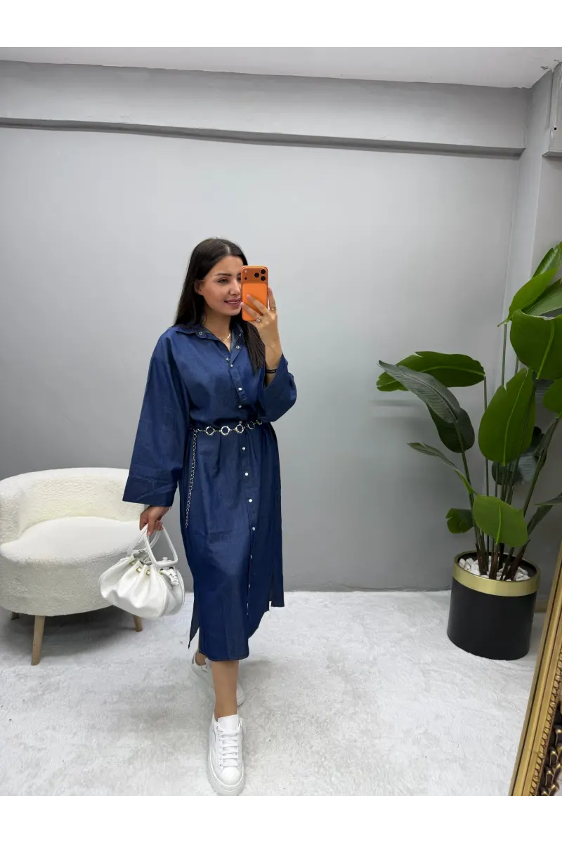 Tensel Denim Elbise