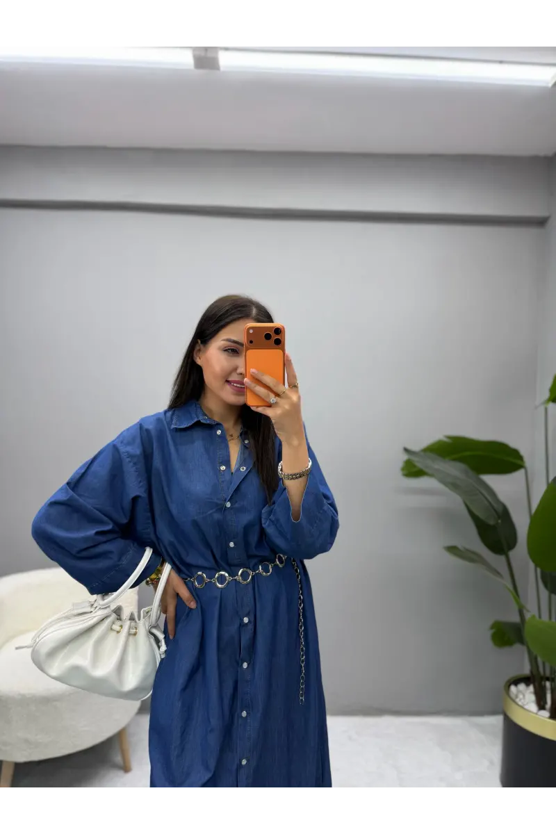 Tensel Denim Elbise