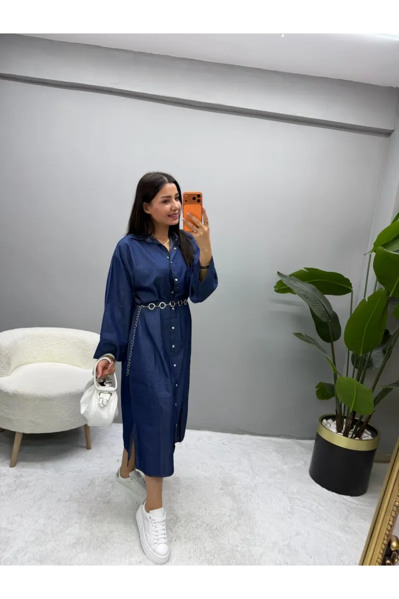 Tensel Denim Elbise