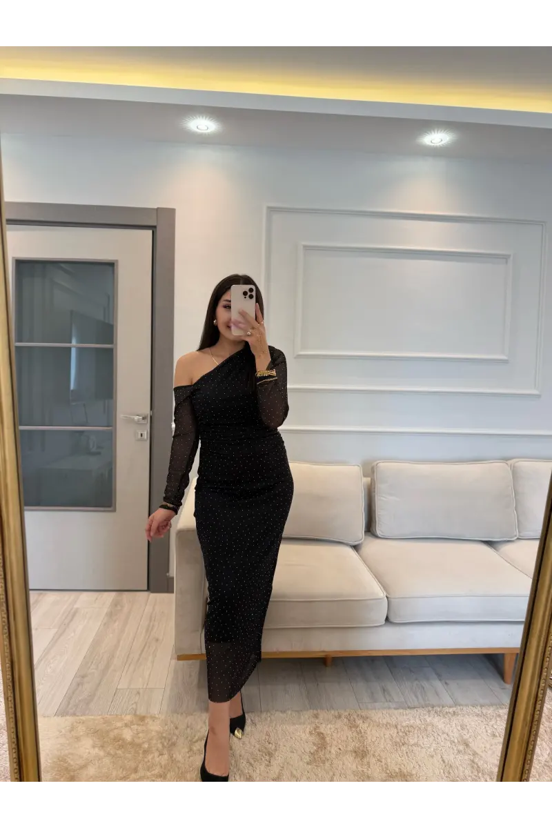 Tül Taşlı Elbise