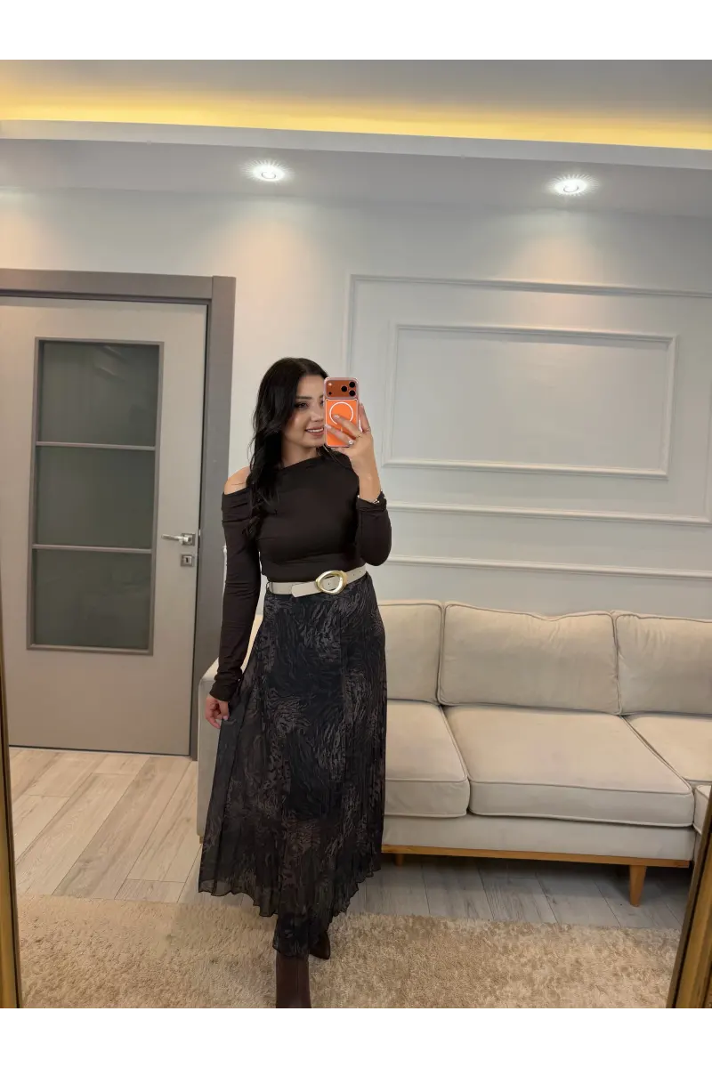 Veronica Astarlı Şifon Kemerli Etek
