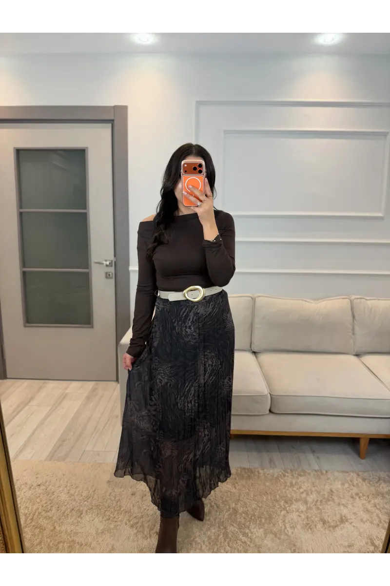 Veronica Astarlı Şifon Kemerli Etek