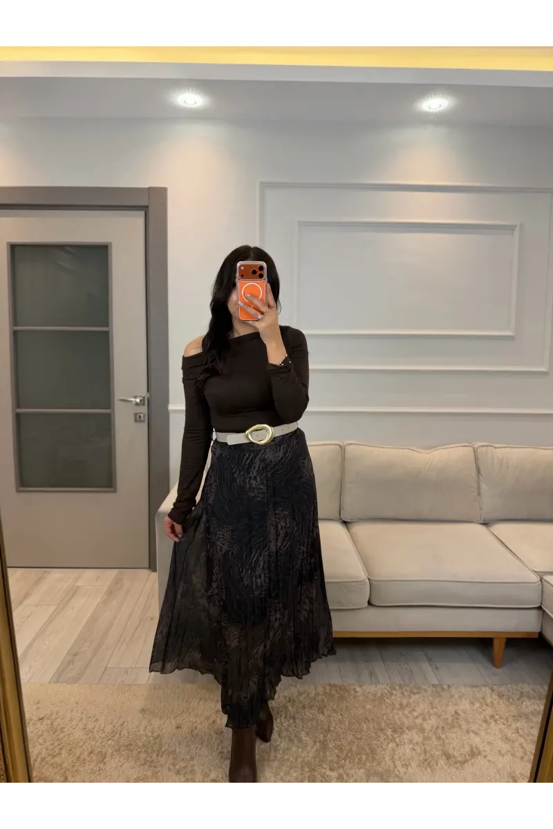 Veronica Astarlı Şifon Kemerli Etek
