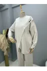 V Pelerin Modal Kumaş İkili Takım