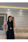 Kemer Detaylı Denim Elbise