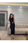 Kemer Detaylı Denim Elbise