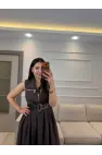 Fermuarlı Kemer Detaylı Elbise