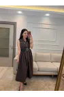 Fermuarlı Kemer Detaylı Elbise