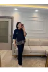 Leopar Fular Detaylı İkili Takım