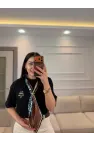 Yazı Nakış Fularlı T-Shirt
