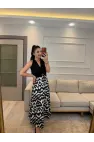 Boyundan Bağlamalı Kemerli Elbise