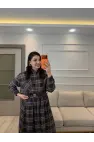 Ekoseli Astarlı Gömlek Etek Takım