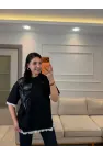 Nofel Dantel Çiçek Detaylı T-Shirt