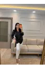 Dantel Detaylı Bağlamalı Saten Gömlek