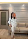 Dantel Detaylı Bağlamalı Saten Gömlek