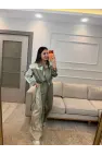 Tasarım Saten Mix Ceket Pantolon Takım