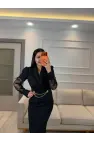 Zincir Detaylı Kol Dantel Elbise