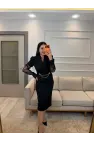 Zincir Detaylı Kol Dantel Elbise