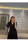 Kısa Kollu Kol Volanlı Şifon Elbise