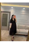 Kısa Kollu Kol Volanlı Şifon Elbise