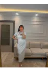 Yaka Bağcıklı Puantiyeli Elbise