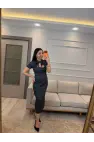 Yaka Bağcıklı Puantiyeli Elbise