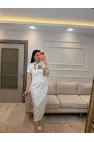 Yaka Bağcıklı Puantiyeli Elbise