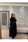 Tasarım Kapalı Madonna Detaylı Güpür Elbise