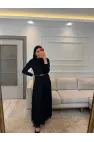 Tasarım Kapalı Madonna Detaylı Güpür Elbise