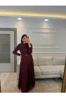 Tasarım Kapalı Madonna Detaylı Güpür Elbise