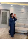 Pens Detaylı Ceket Etek Denim Takım