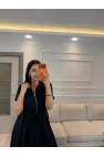 Fermuar Detaylı Bağlamalı Elbise