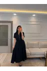 Fermuar Detaylı Bağlamalı Elbise