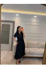 Fermuar Detaylı Bağlamalı Elbise