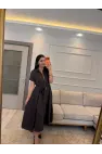 Fermuar Detaylı Bağlamalı Elbise