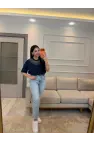Mairin Yaka Taşlı T-Shirt