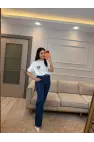 Serpme Taşlı Kesik Paça Palazzo Jean