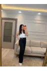 Kuşak Ve Toka Detaylı Palazzo Pantolon