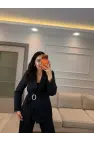 Broş Taş Detaylı Blazer Ceket Takım