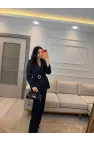 Broş Taş Detaylı Blazer Ceket Takım