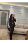 Broş Taş Detaylı Blazer Ceket Takım