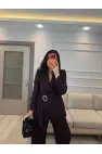 Broş Taş Detaylı Blazer Ceket Takım