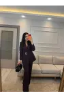Broş Taş Detaylı Blazer Ceket Takım