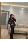 Broş Taş Detaylı Blazer Ceket Takım