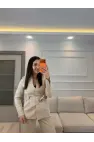 Gül Detaylı Blazer Ceket Takım
