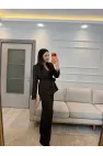 Gül Detaylı Blazer Ceket Takım