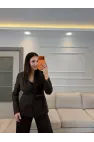 Gül Detaylı Blazer Ceket Takım